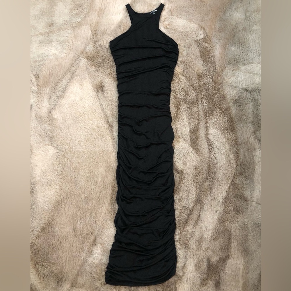 Fashion Nova Living For It Black Ruched Slinky Maxi Dress NWOT - Picture 9 of 9